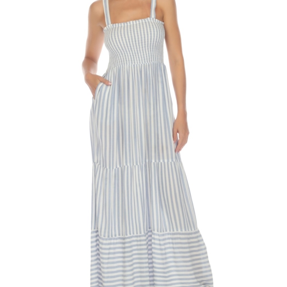 Raviya Women's Tiered Striped Dress Cover-up - Blue